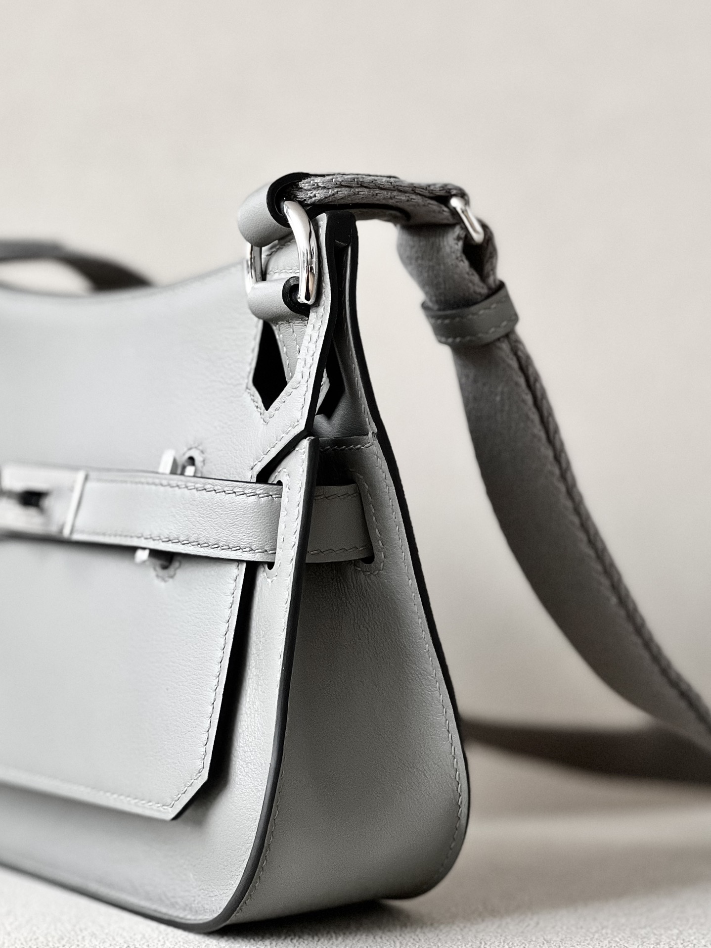 Hermes Jypsiere Mini Shoulder Bag In Grey Swift Leather